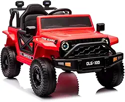 Mini Carro Elétrico Infantil Jipe Life 12V Vermelho com Controle Remoto Parental e Autônomo, B4t3r1a Recarregável, Som MP3/Bluetooth, Faróis LED para Criança Passeio