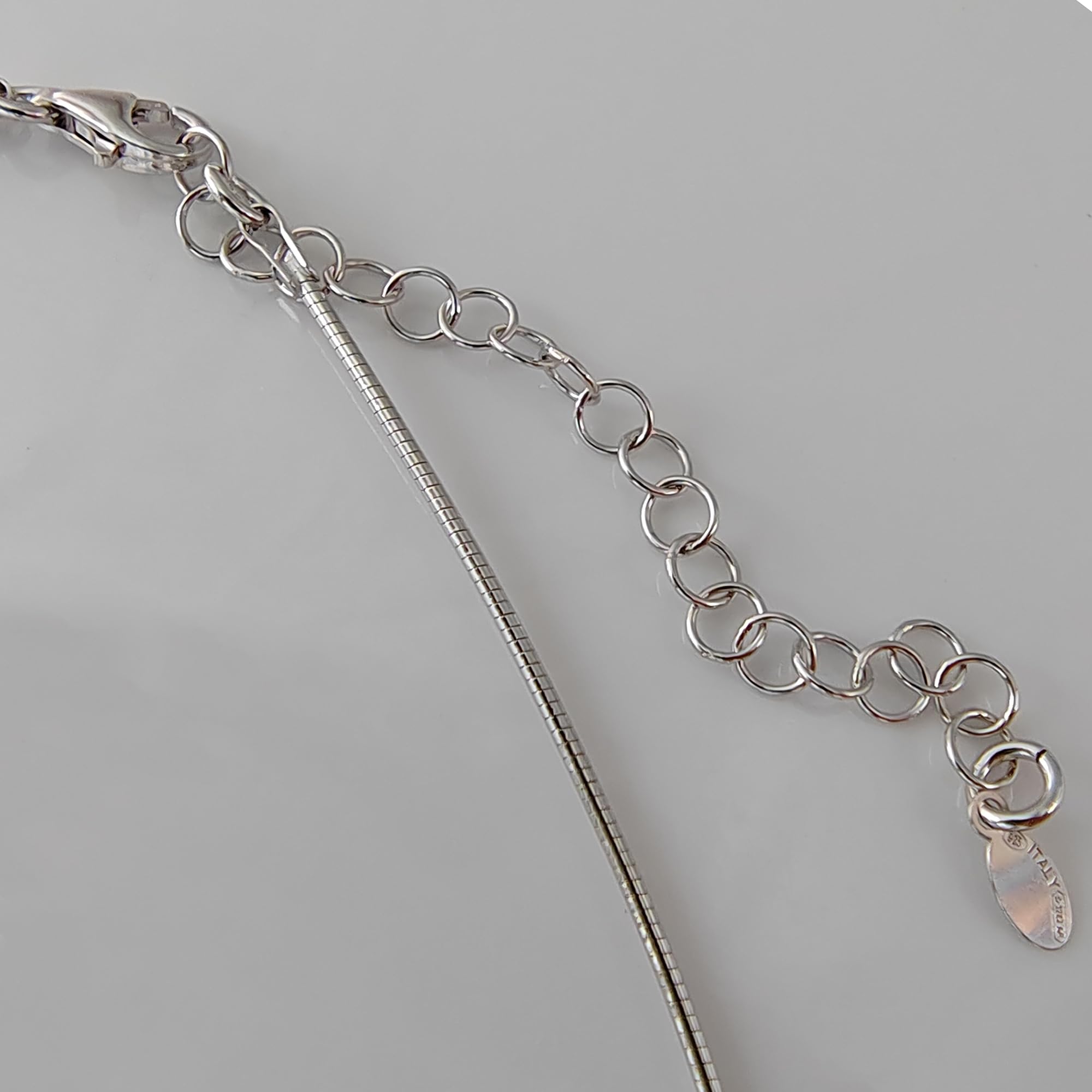 Gioielli Aurum - Collana Punto Luce in Argento 925 con Zircone Brillante - Girocollo Semirigido - Gioiello da Donna