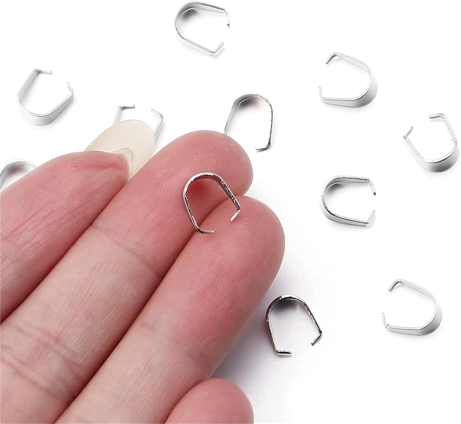 Pendant Clasp for Necklace 300pcs Clip Pendant Clasp Melon Seed Buckle for Charm Connector Jewelry Making Finding Necklace Accessories(Sliver,5x10mm)