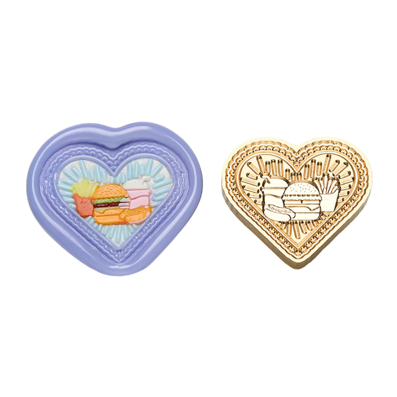 Tfaoys Hamburger Set Brass Head Seal Stamp Heart Series Sealing Waxes Stamp Heart Shaped Waxes Seal For Letters Invitations Decoration Series For Card Decorations Shaped Sealing