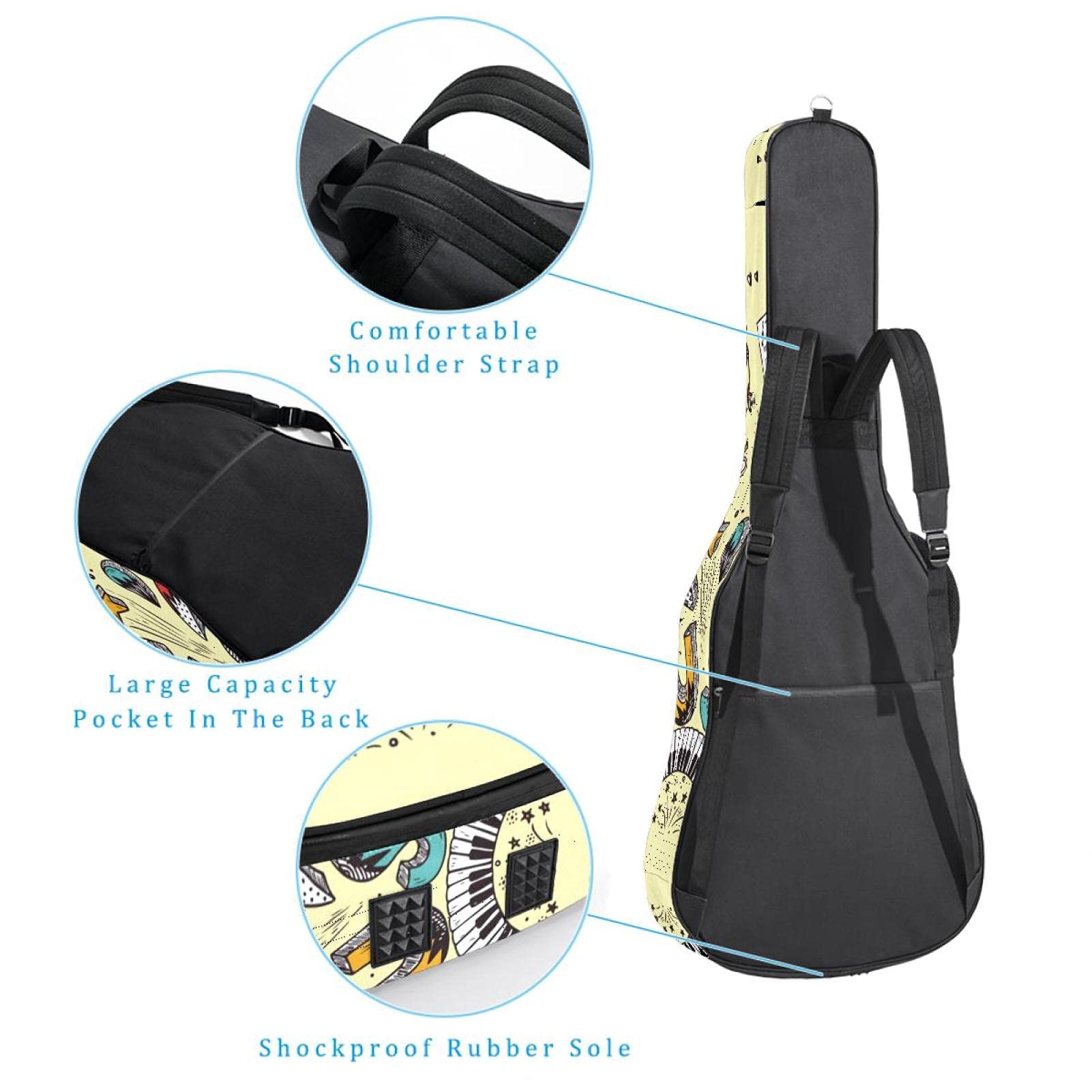 42 Pollici Chitarra Acustica Borsa con Antiurto Spessa Imbottito Zaino per Chitarra Basso Folk Classica Strumenti Musicali Musica
