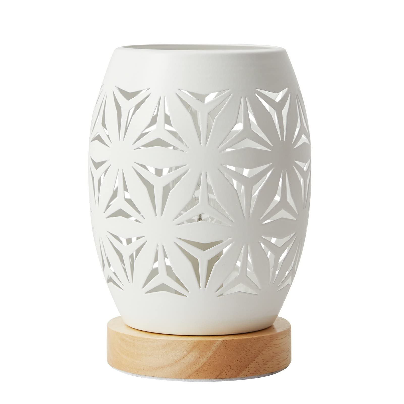 Lampe De Chevet Blanche Avec Abat-jour Métal Et Socle Bois - E14 | OuXean