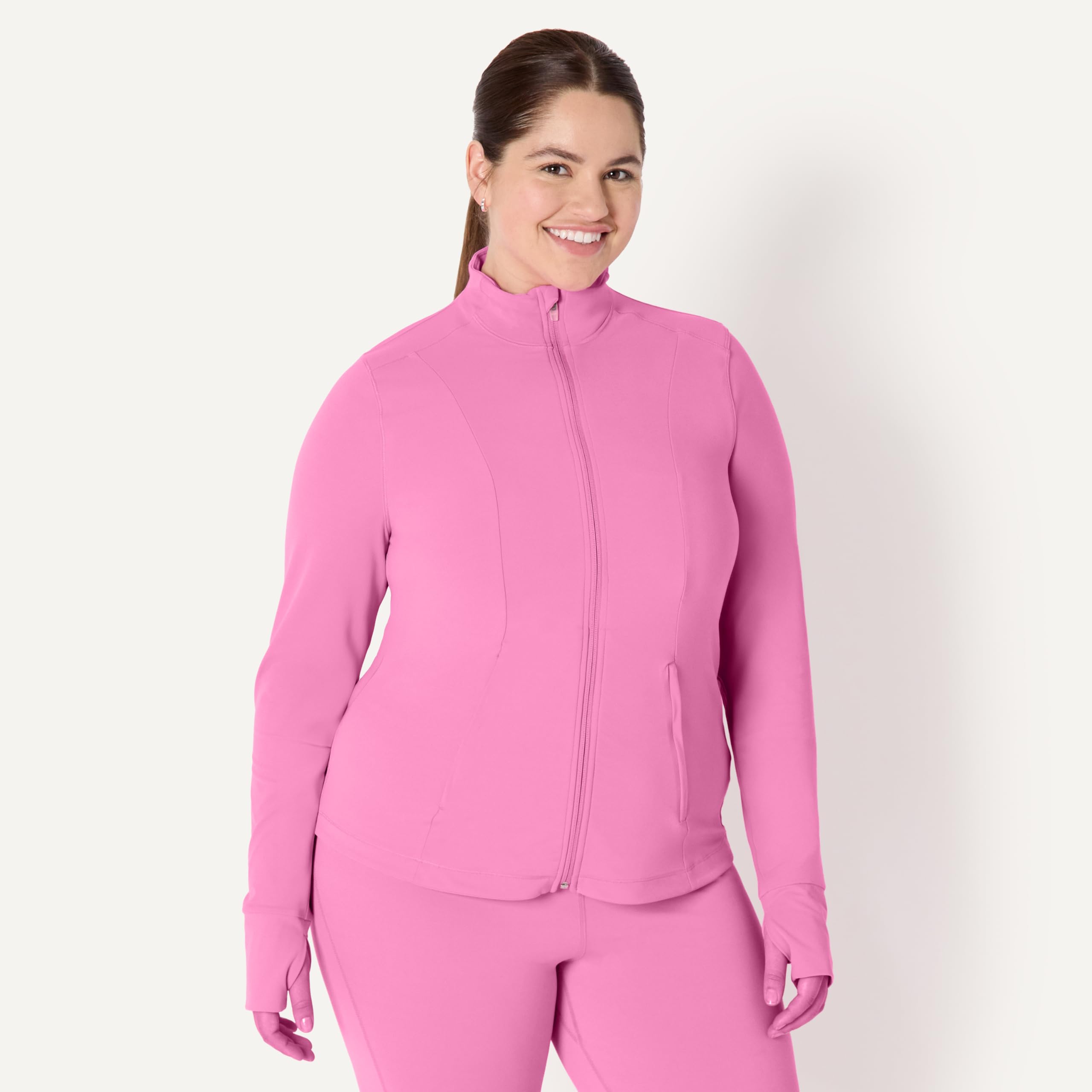Amazon Essentials Femme Veste à Col Zippé Active FormFlex Ultra Douce, avec Fermeture Éclair à l’Encolure et Manches Longues, Coupe Ajustée