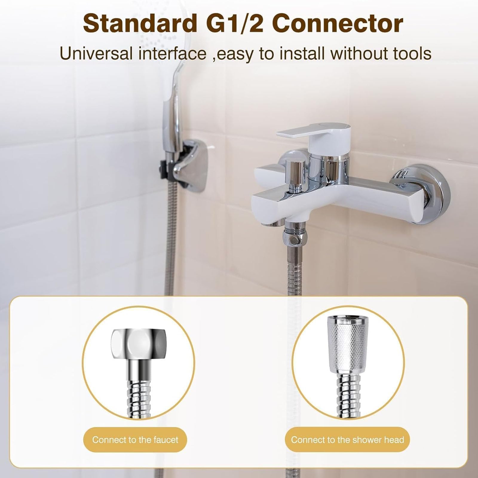 Shower Hose 1.5m Large Bore Stainless Steel Shower Hose - Image 4