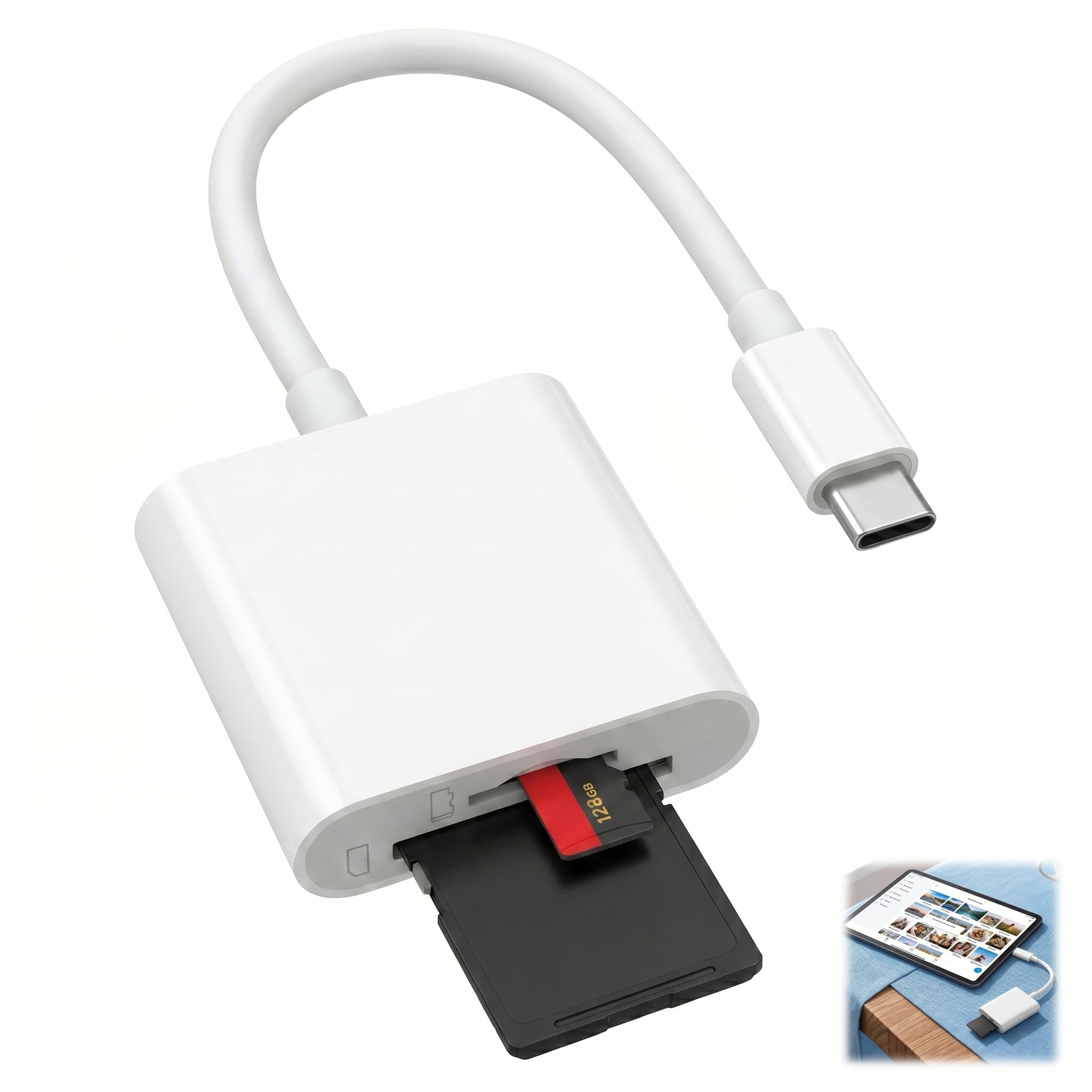 SD Kartenleser USB C, 2 in 1 Card Reader USB C Micro Card Kartenadapter Adapter für SDHC SDXC SD RS MMC Micro SDHC, Speicherkartenleser für iPhone 17 16 15 Laptop Tablet Fotografie