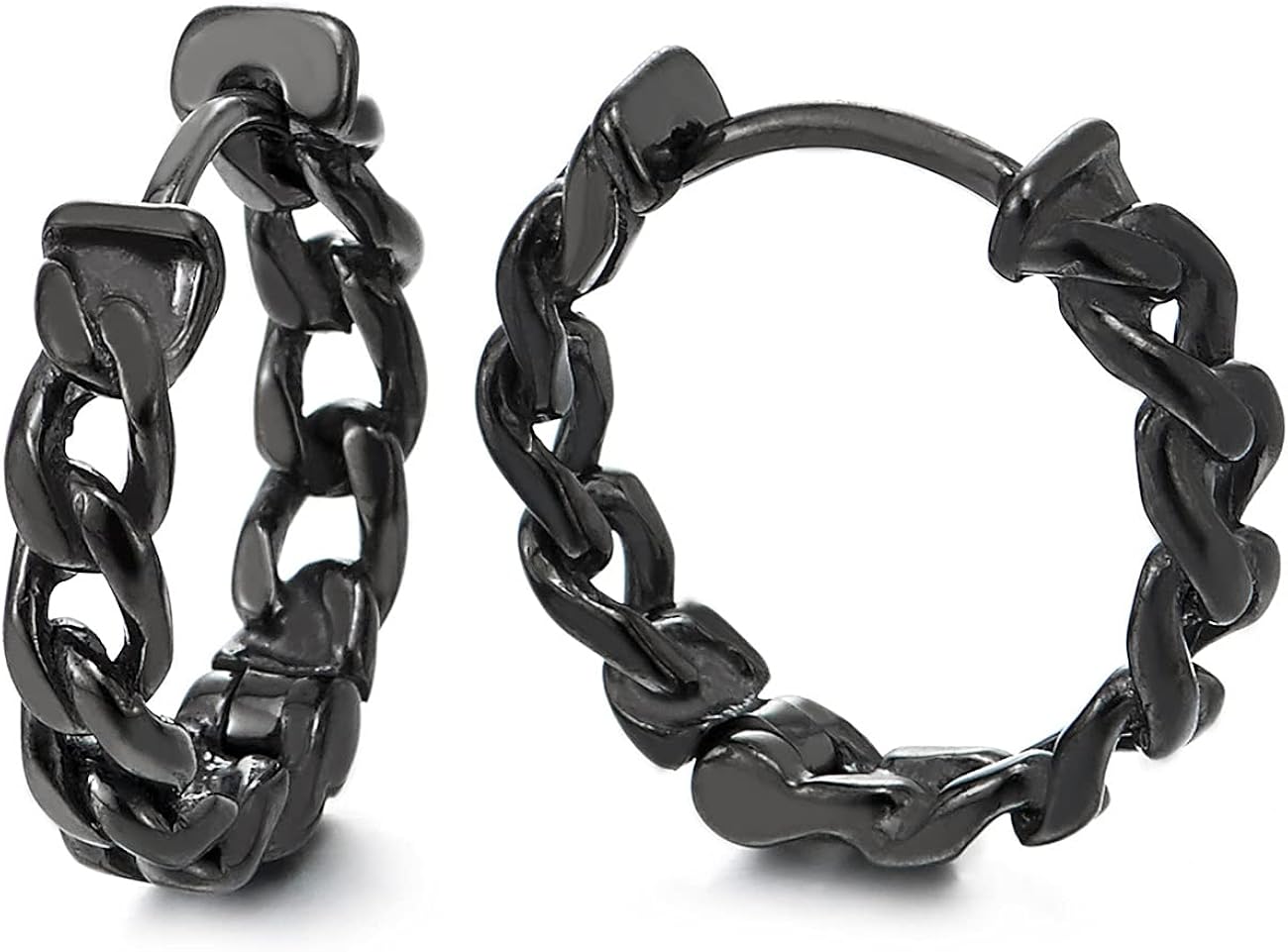 2 Tribal Vendimia Cadena Barbada Guirnalda Pendientes del Aro, Pendientes para Hombres Mujer, Acero Inoxidable
