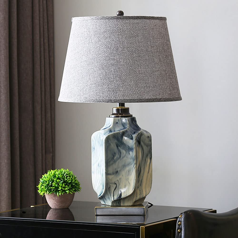 Lamp StołOwych Nocnych Ceramiczna Mosiężna Lampa Stołowa Chińska Dekoracyjna Lampa Stołowa Z Pęknięciami Lodu Lampy Biurkowe Do Wystroju Sypialni W Domu Oprawa StołOwa Lampka Nocna (Color : Remote co