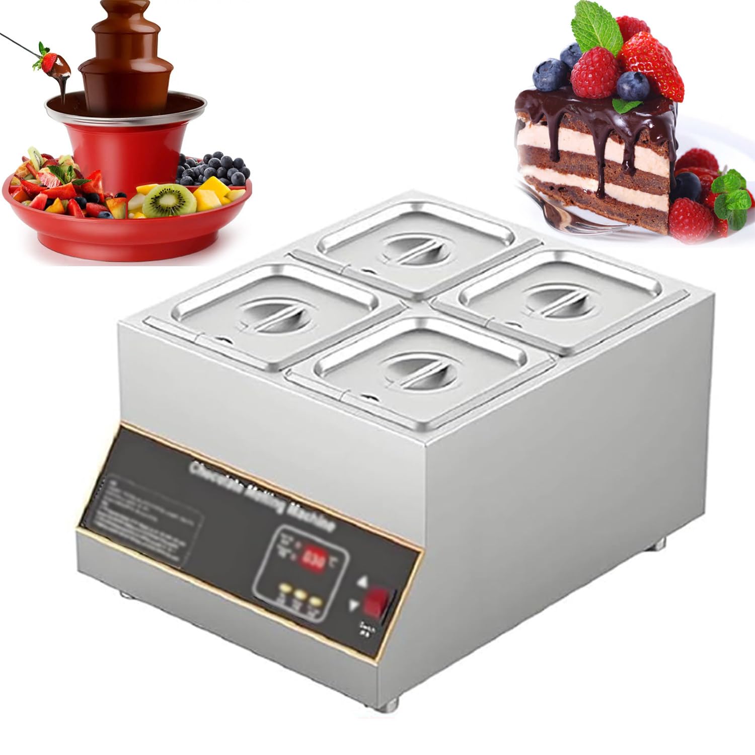 YNIYUJKL Chocolate Melting Machine, Dual Chamber 500W, Full Temperature Control, Food-Grade Stainless Steel, Perfect For Melting Chocolate And Confectionery,fourcylinder