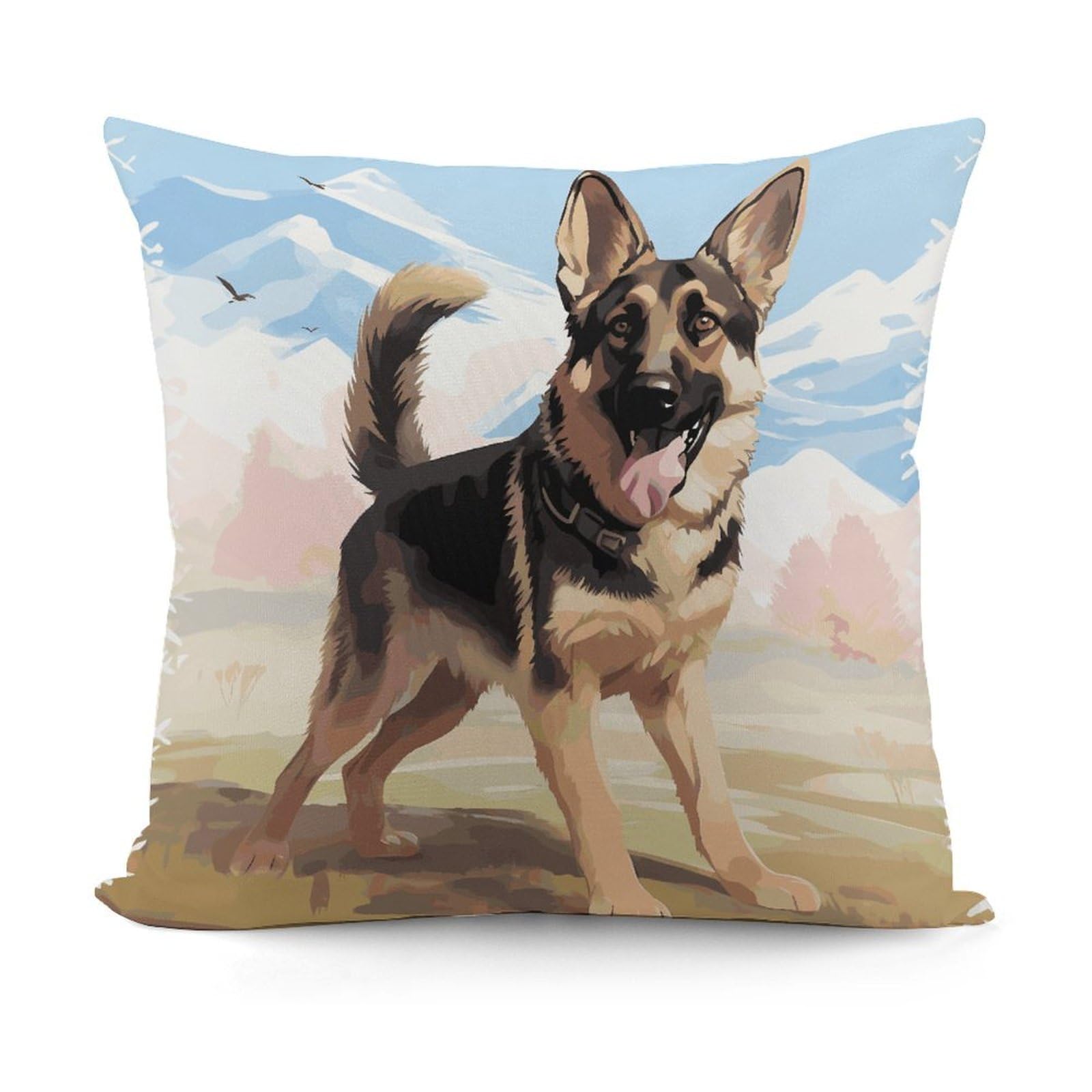 JTREHY German Shepherd Dog Lovers Pillow Covers Decorative Throw Pillow Covers Soft Decor Couch Cushion Case Modern Square Pillow Cases Summer Pillow Cover for Sofa Living Room 18x18 in