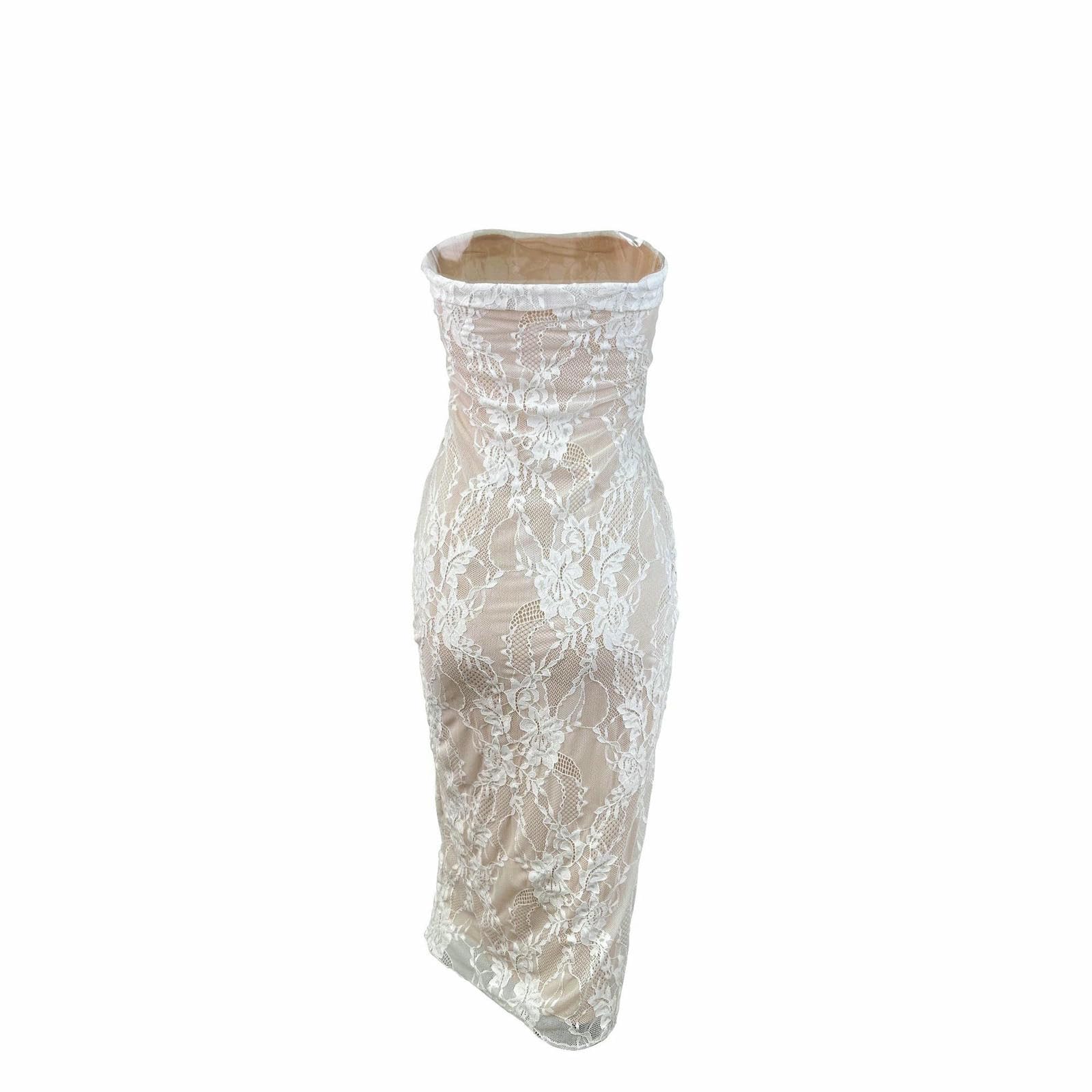 Robe Maxi D'été pour Femmes, sans Manches Manches, Supérieure en Dentelle Manches-Blanc-m
