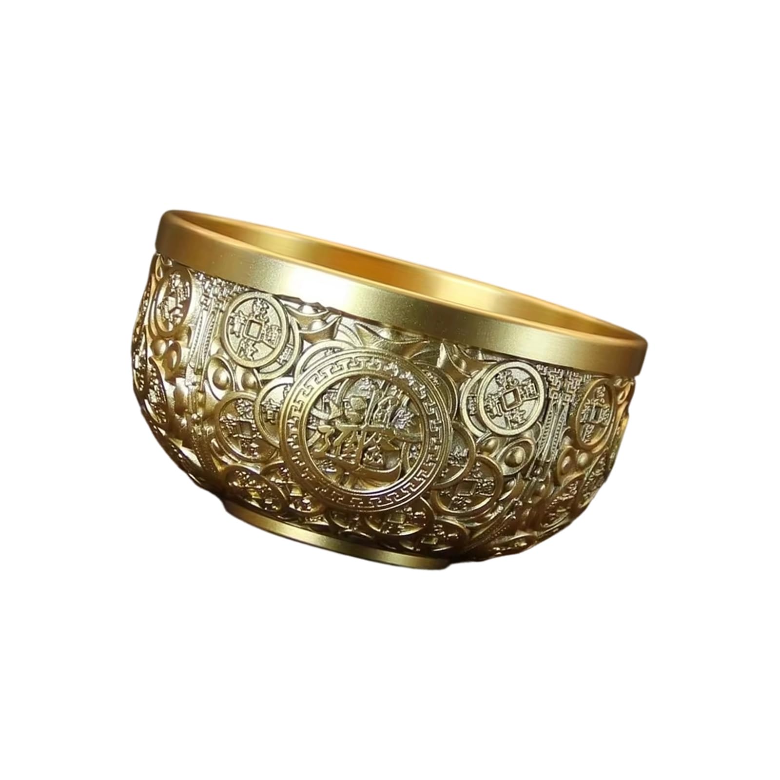 CAZSTYK Golden Brass Bowl Copper Decorative Bowl Serving Bowls Blessing Fengshui Ornament Buddhist Altars Accessories Serving