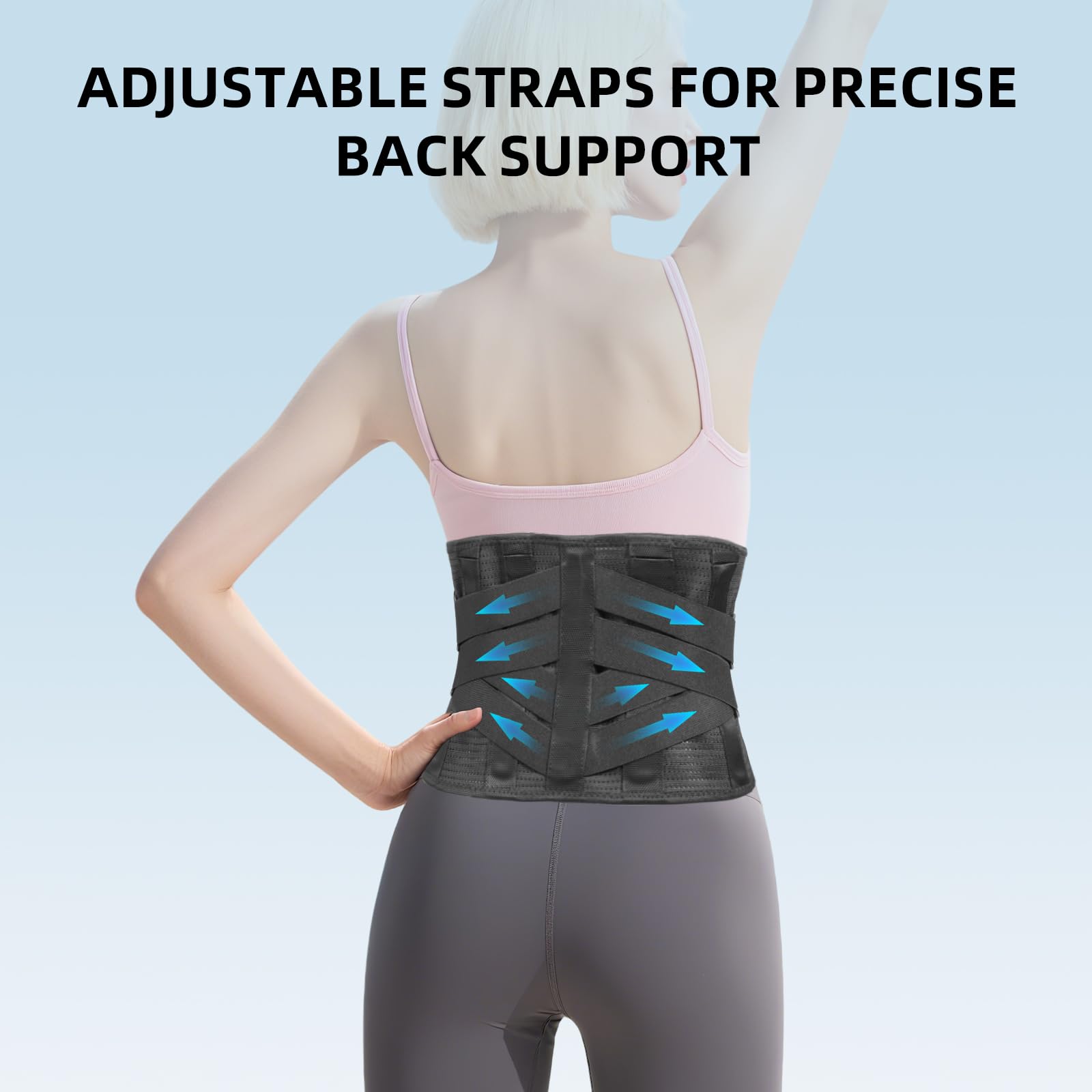 Tutore lombare per mal di schiena, supporto lombare regolabile con rete traspirante per ernia del disco, sciatica, scoliosi, nero, XL