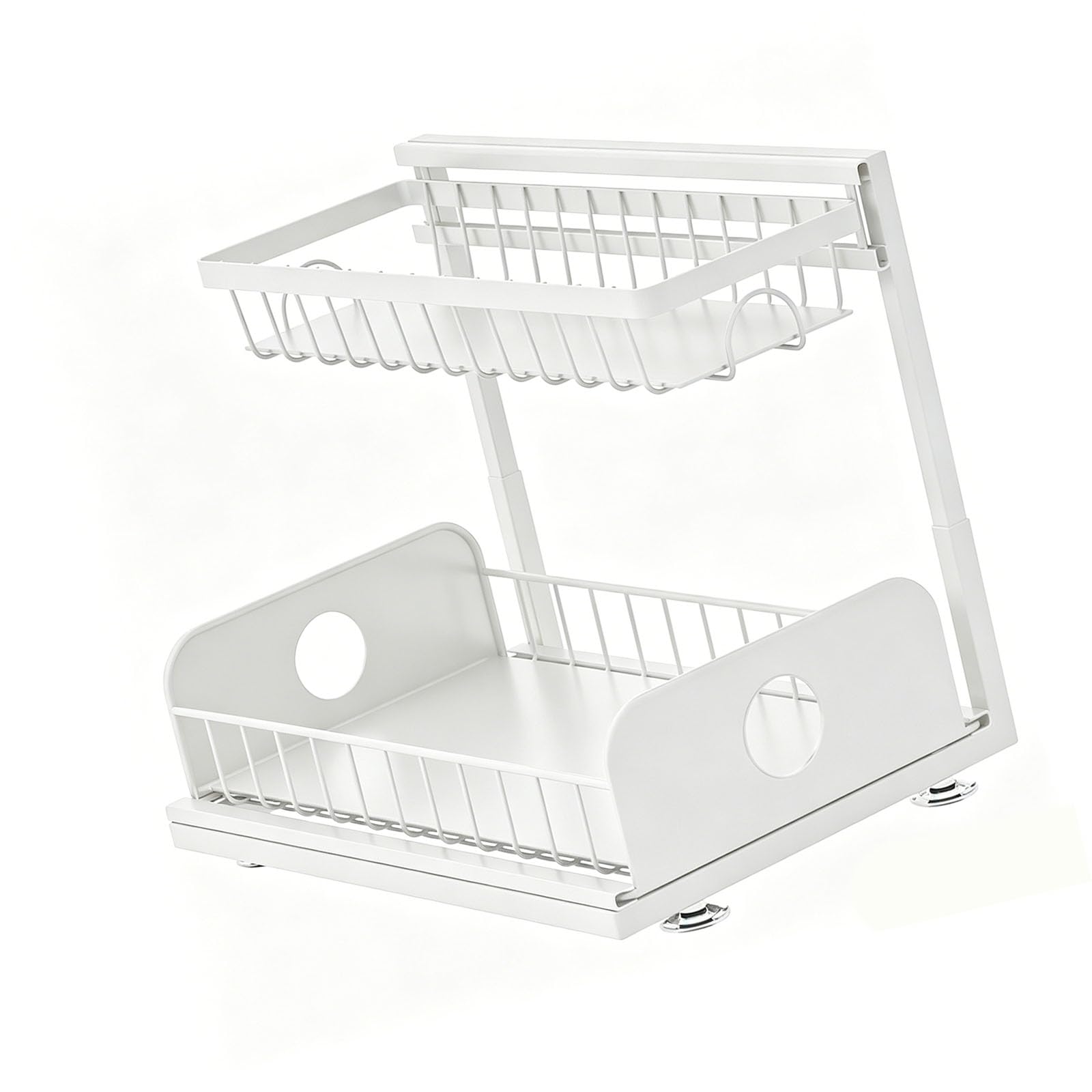 RGYBAO Modern Under Sink Tray with Removable Dividers & Not Tip Construction Small 2 Levels Under Cupboard Shelf for Strong Carbon Steel Shelf