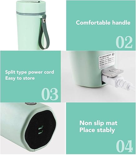 Miniatura 6 de Hervidor eléctrico de viaje Hervidor de té eléctrico portátil 11.8 fl oz de acero inoxidable pequeña caldera de agua de calentamiento rápido para