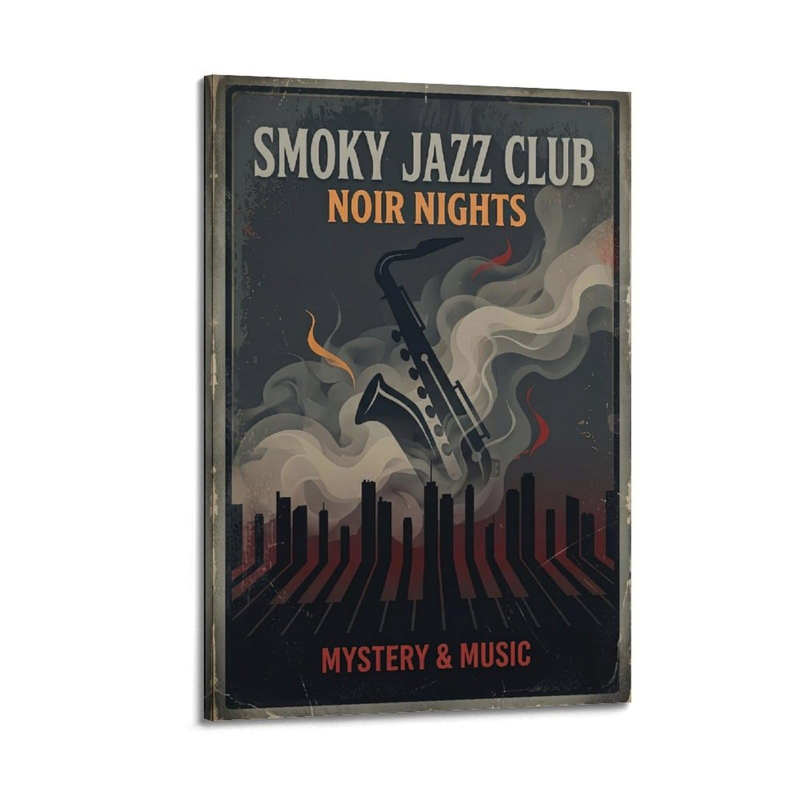 OKNGB Vintage Smoky Jazz Nightclub Ambiance Poster Decorative Painting Canvas Art Picture 20x30inch(50x75cm)