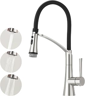 Grifo cromado monomando para fregadero de cocina, CREA, rotación de 360 grados, una sola palanca, pulverizador, acero_inoxidable