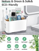 Vista 2 de Toothbrush Holders for Bathrooms - Bamboo Divider Toothbrush and Toothpaste Holder with Drainage, Kids Electric Toothbrush Organizer for Bathroom