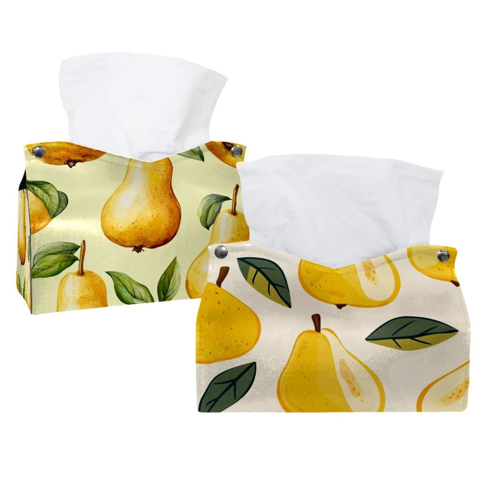 Boîte à mouchoirs poire jaune lot de 2 pour égayer votre table de nuit et salon