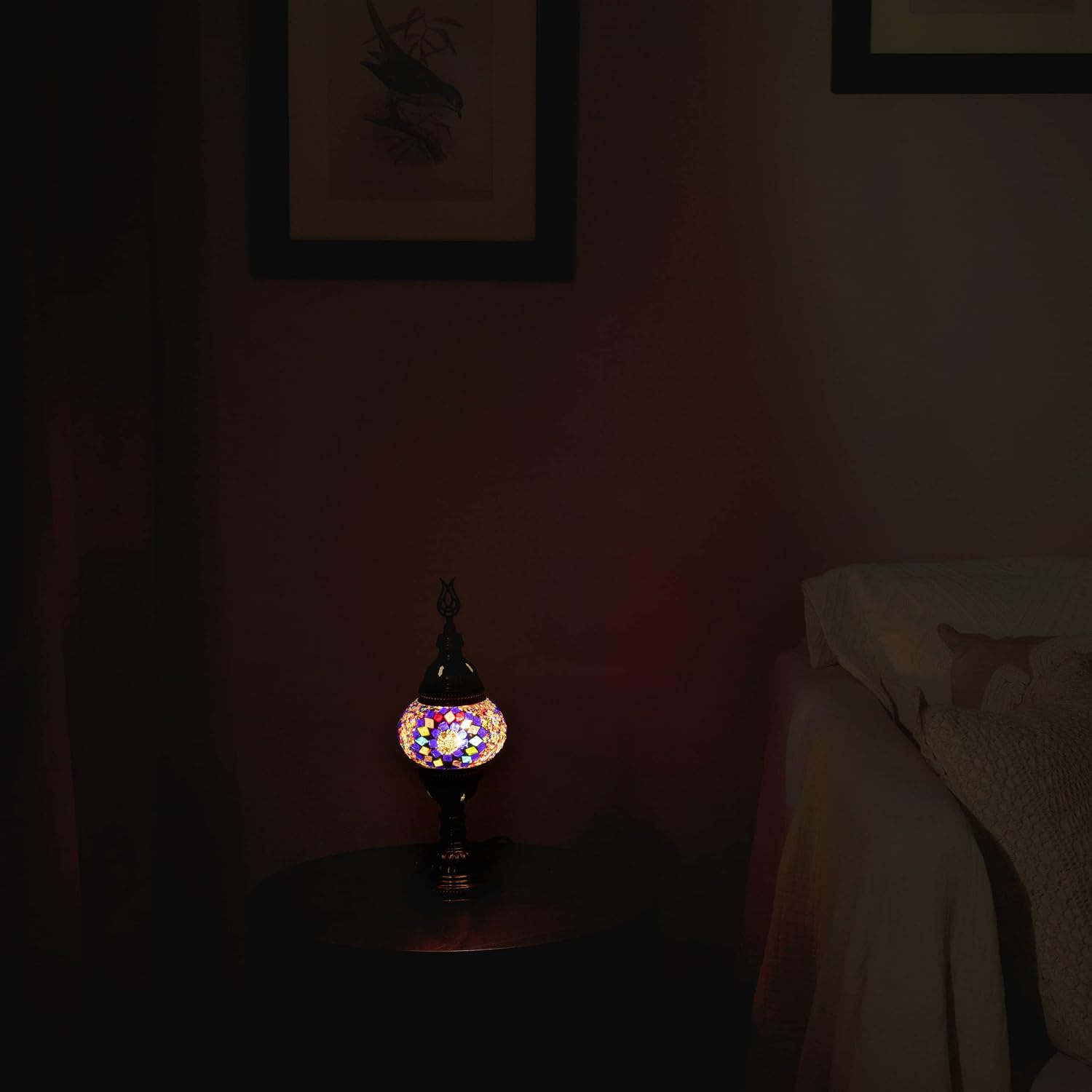 Moroccan Mosaic Table Lamp - Inspiring Handcrafted Lamp - Vibrant Light for Home Décor - Moroccan Accent Lighting - Mix, Small (E12 Candelabra Bulb not Included)