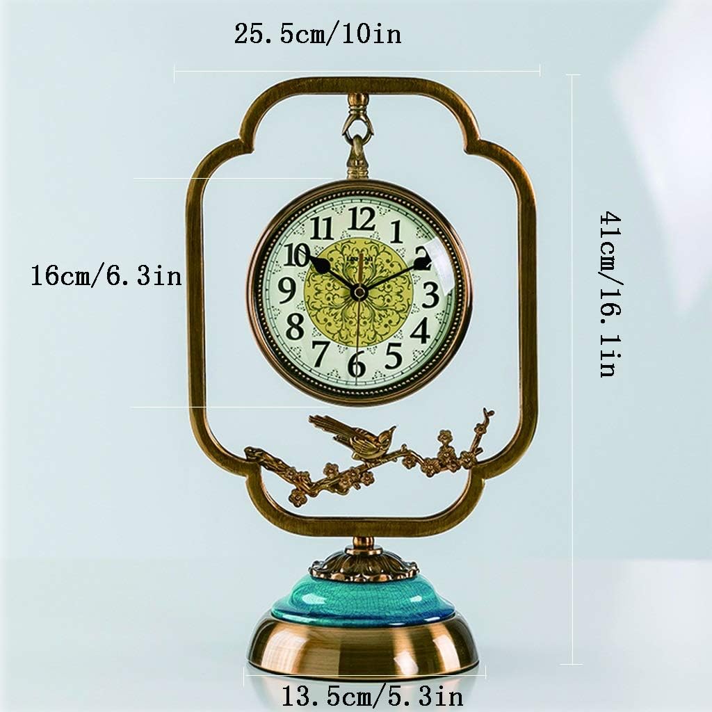 Simple Style Living Room Table Clock/Porch Bedroom Desk Clock/Green Ceramic Table Clock 16.1 Inch Creative Mantel Clock Table Clock