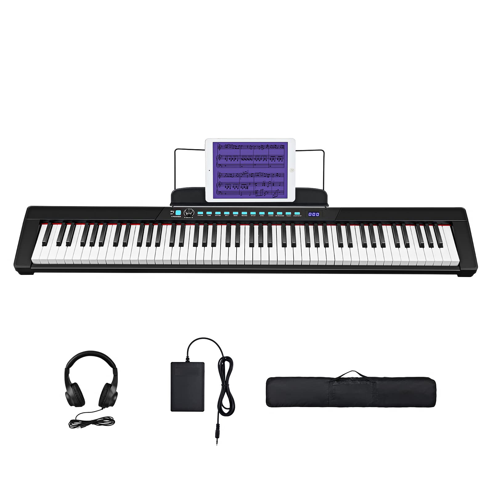 Starfavor 88-Key Beginner Digital Piano Electronic Keyboard with Semi-Weighted Keys, Sustain Pedal, Power Supply, Carrying Case, Electric Keyboard SEK-88A