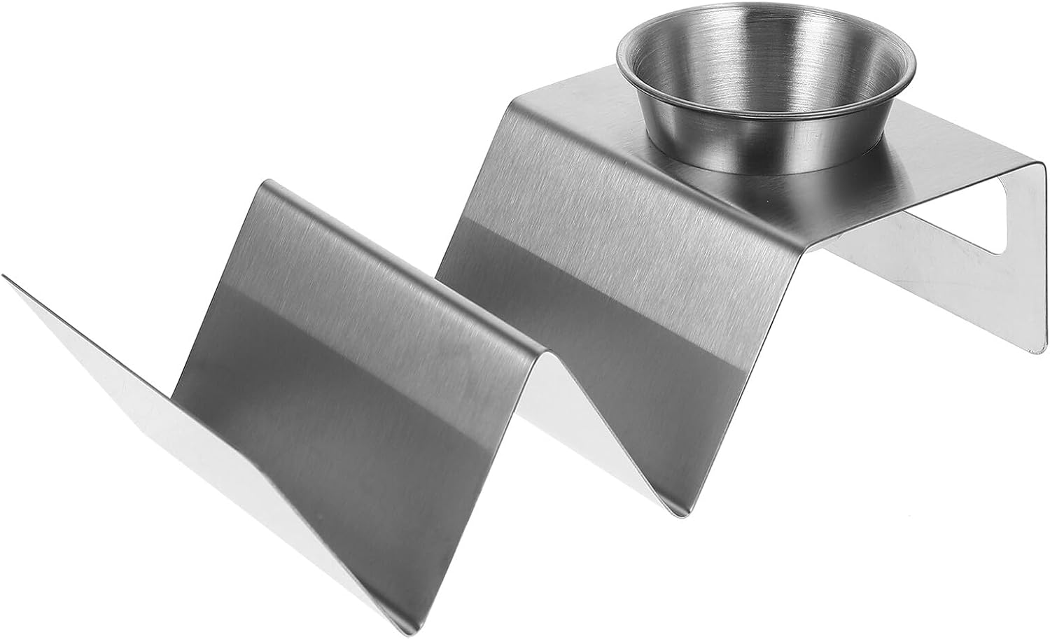 Stainless Steel Taco Holder Stand W Shape with Seasoning Cup