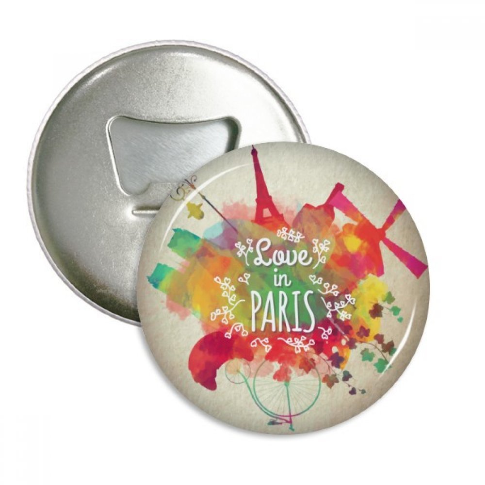 Tour Eiffel badge aimanté décapsuleur bouteille rond métal argenté 3pcs