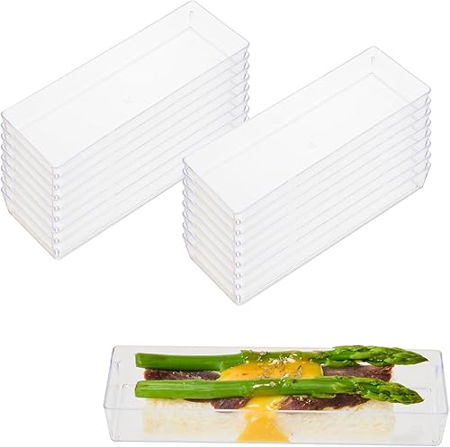 Restaurantware Mini platos de degustación de 5.2 x 1.8 pulgadas, 100 platos rectangulares desechables de plástico, platos de plástico transparente