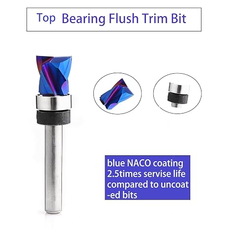 Compression Flush Trim Router Bits Top Bearing CNC Bit 1/2 Diameter