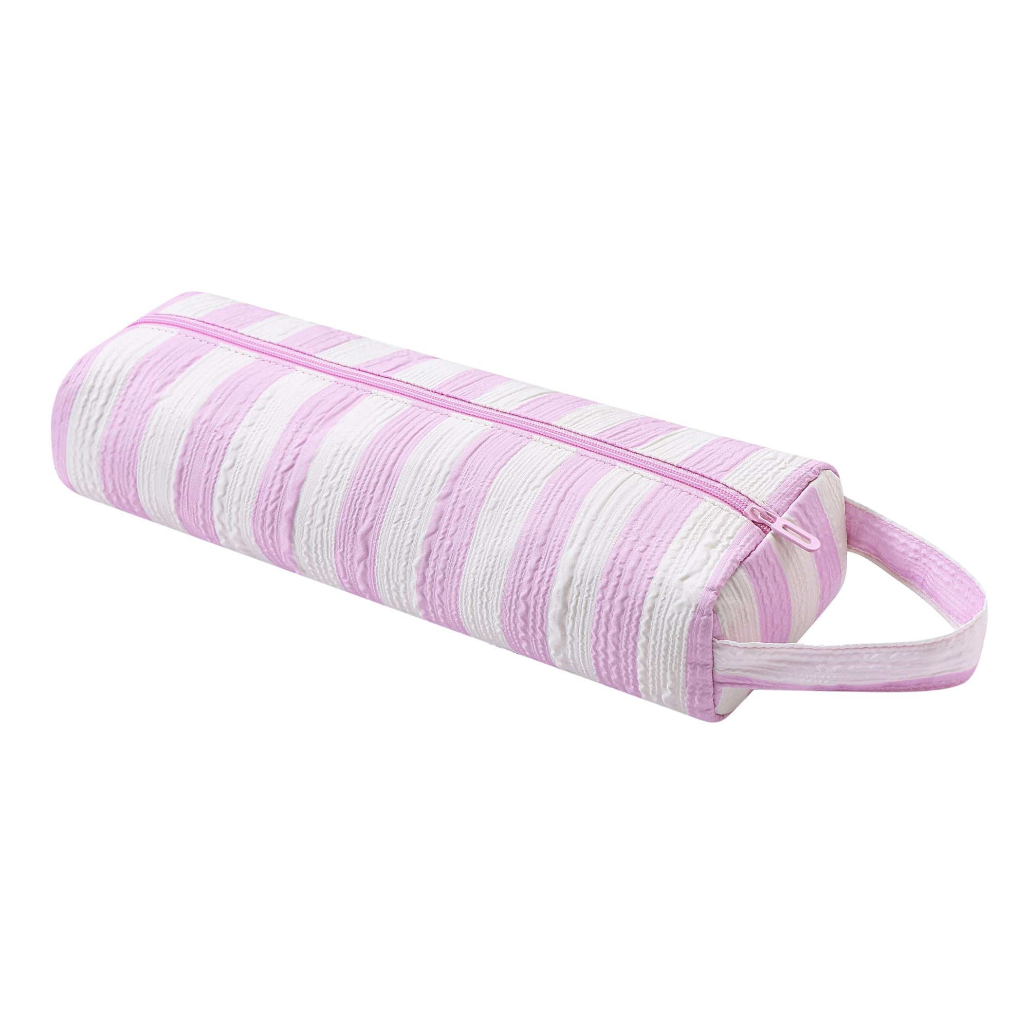 RSRSLEII Striped Hair Tools Travel Bag, Portable&amp;Foldable, Pink&amp;White