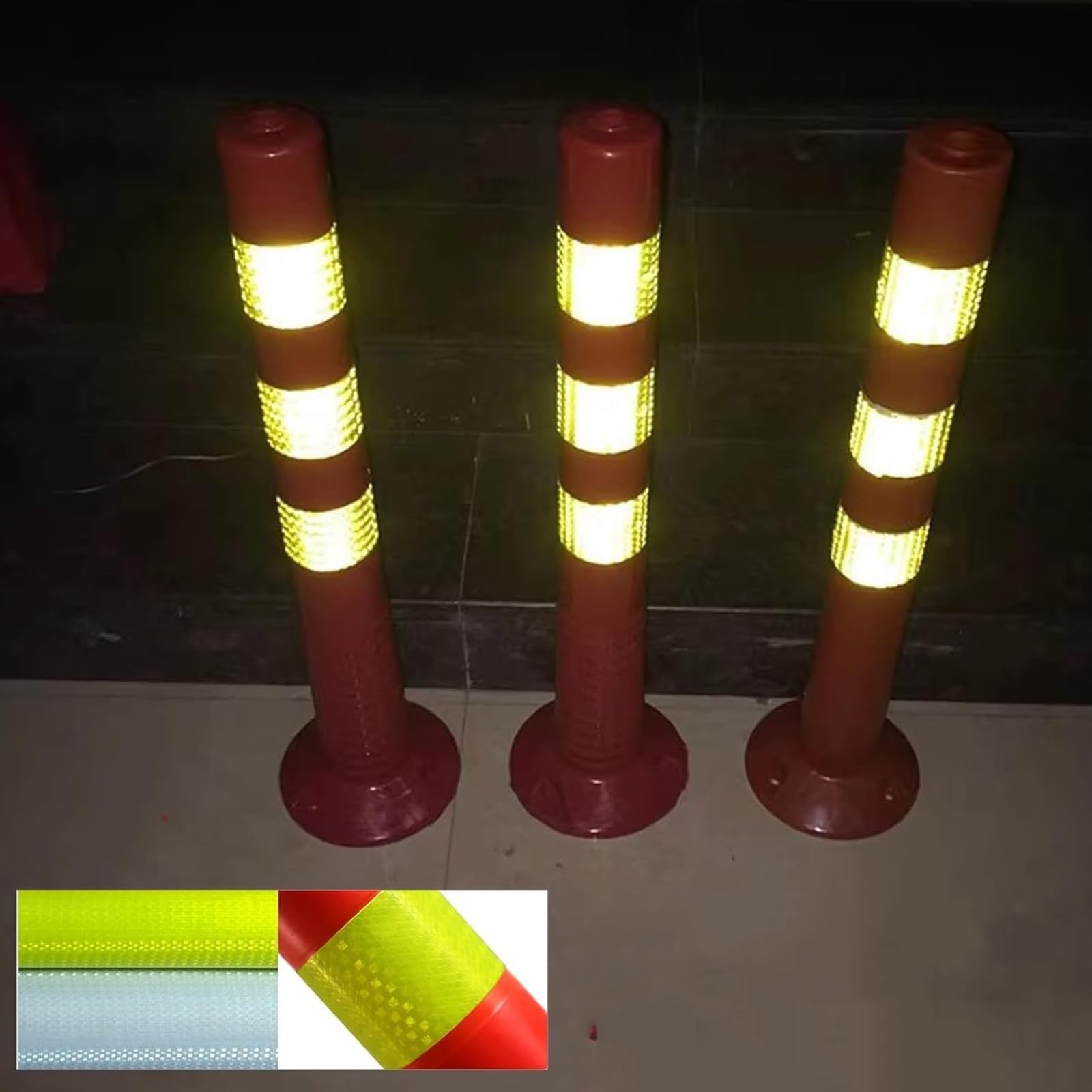Generico Dissuasori di Sicurezza Riflettenti - Confezione da 5 Pali di Sicurezza in plastica per Il Controllo del Traffico, parcheggi Esterni, Barriere per marciapiedi e delimitazione della carreggia