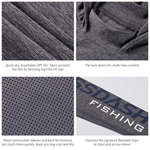 Image of BASSDASH UPF 50+ Men's UV Sun Protection Long Sleeve Performance Fishing Hoodie Hooded Shirts