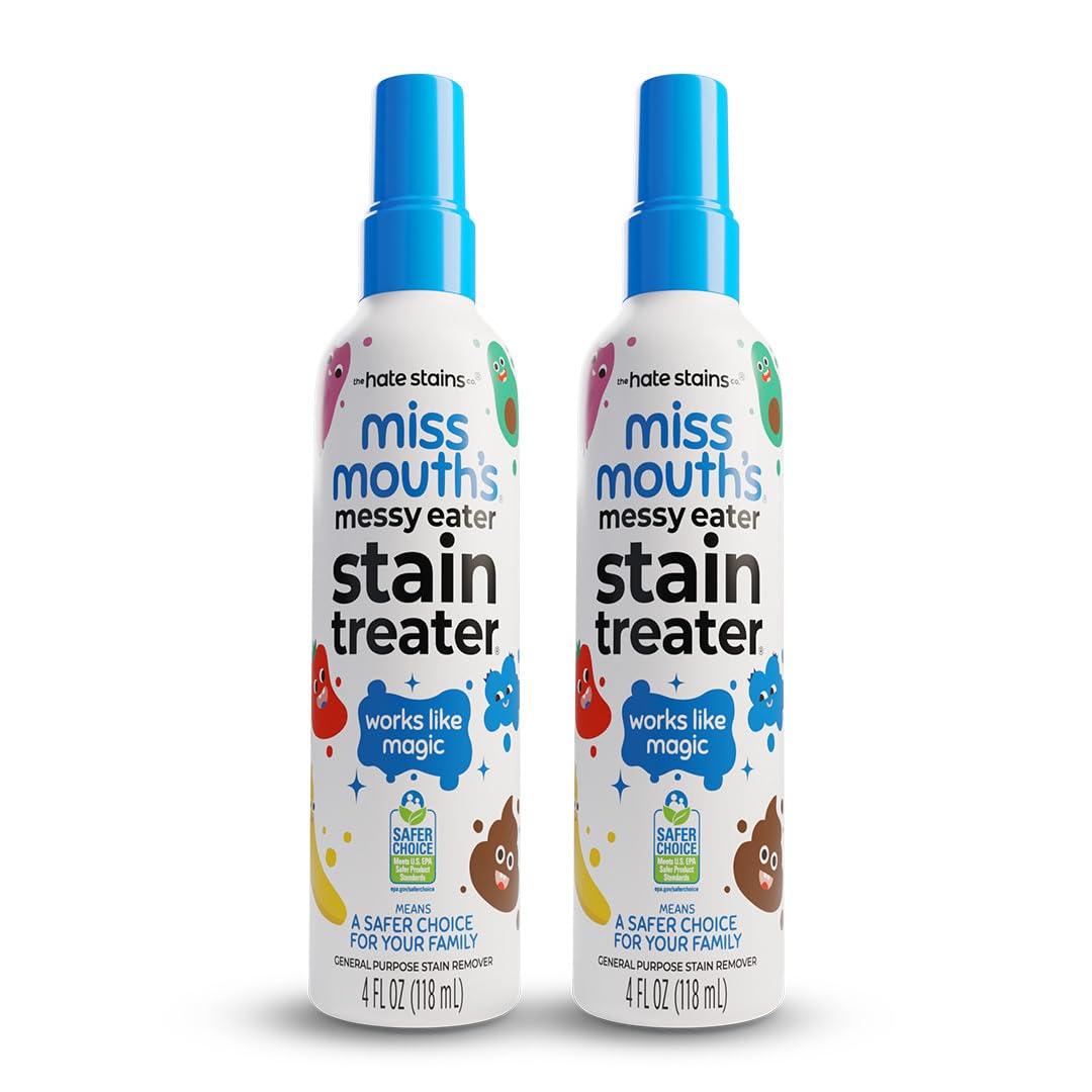 Miss Mouth's Messy Eater Stain Reater Spray - 4 oz 2 Pack Stain Remover - Newborn & Baby Essentials - Dry Clean Food, Grease, Coffee Off Laundry, Underwear, No Cloth