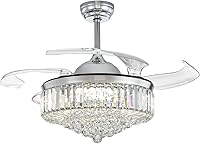 Vista 9 de NOXARTE 48 Inch Crystal Chandelier Ceiling Fan with Light Fandelier Ceiling Fan with Light Retractable Blades Fan with Remote Control 48" Dimmable