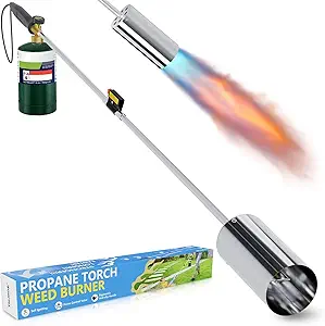 Weed Torch, 36" Heavy Duty Propane Weed Burner Flamethrower, 1,500,000 BTU Large Nozzle & Adjustable Flame for Weeding, Snow Melting, Roofing & Wood Burning - Easy Piezo Ignition