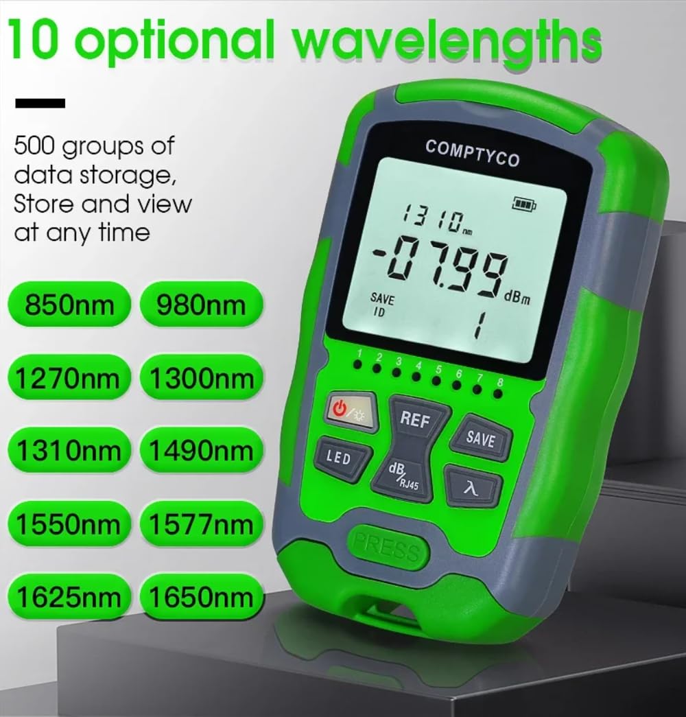 Medidor de Potencia de Fibra óptica, comprobador de Cable óptico de -50 a +26 dBm con Pantalla Digital