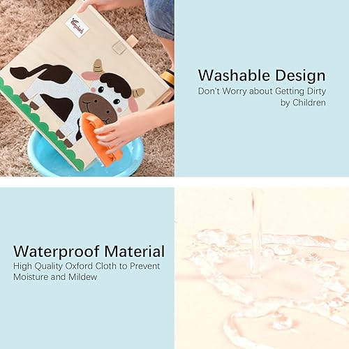 Miniatura 3 de 2 cajas de almacenamiento de juguetes, 13 x 13 x 13 pulgadas, contenedores plegables de tela para juguetes de animales, cesta para niños, bebés,