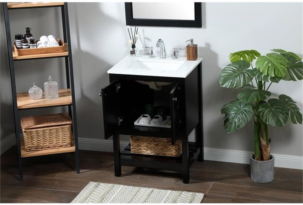 24 in. Single Bathroom Vanity in Black