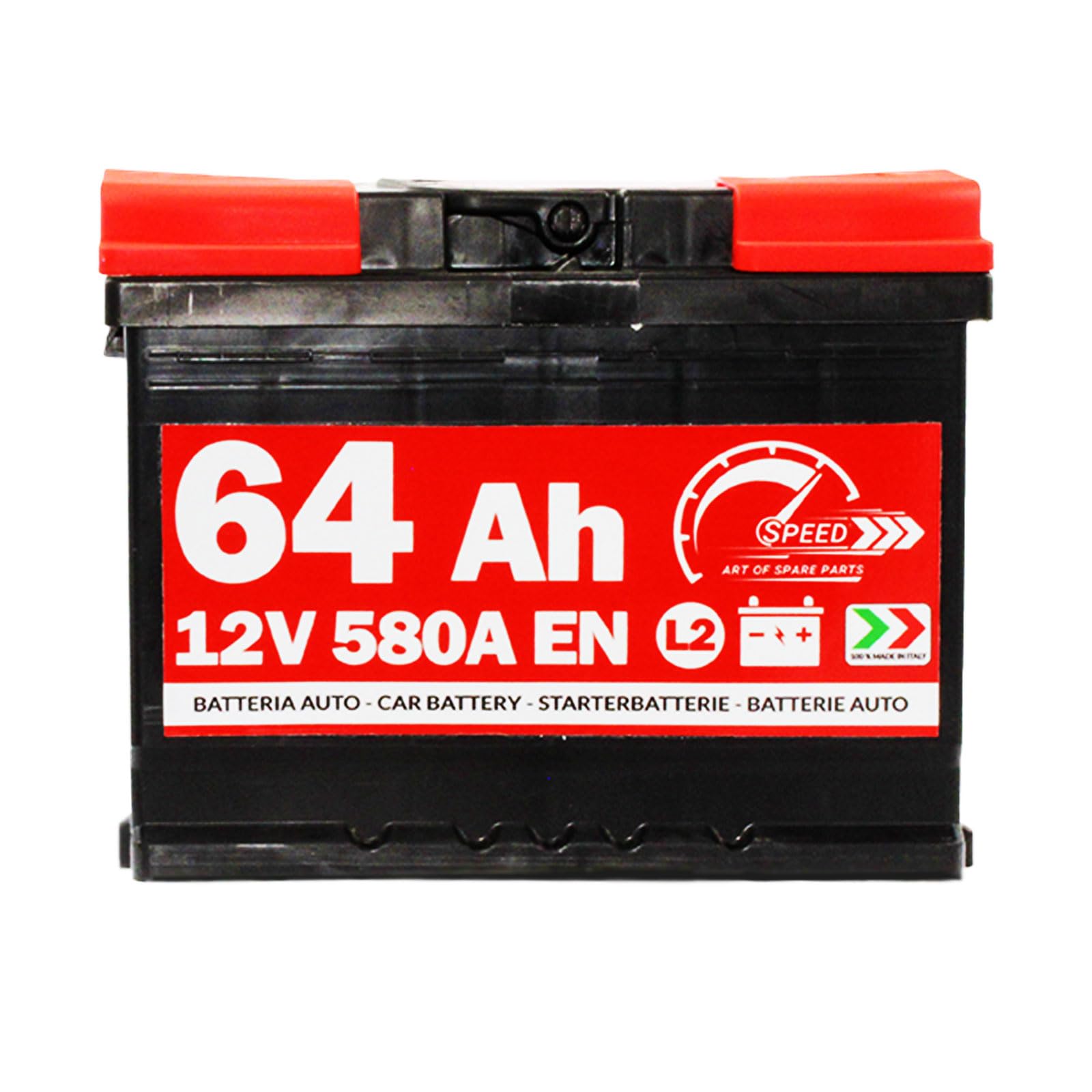 Batterie Auto Speed by SMC L264 12 V 64 Ah 610 A POSITIVE Positive A rechts (+ DX)