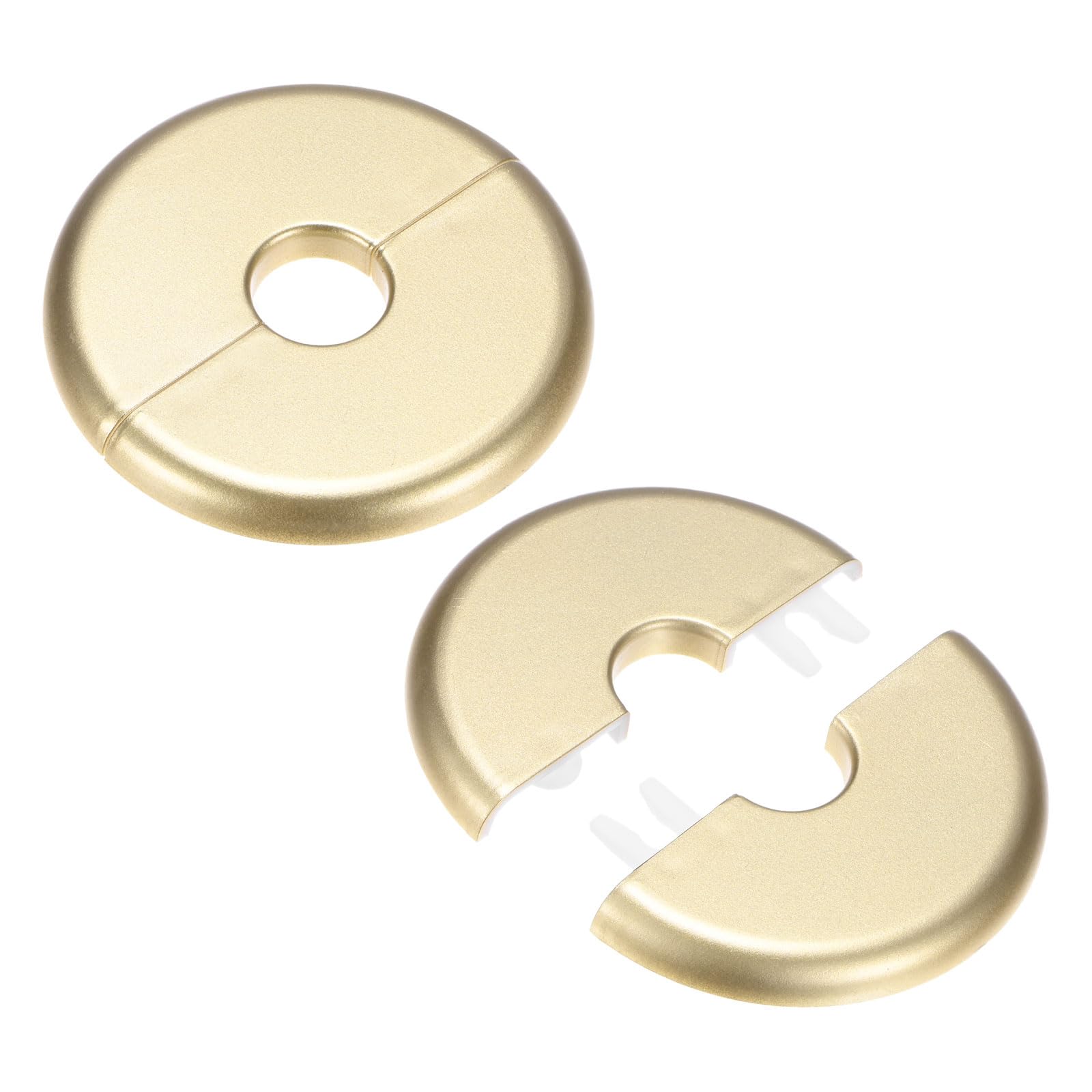 M METERXITY 2-Pack Wall Split Flange, for 0.6 Inch/16mm OD Pipe ABS Escutcheon Plate Round Self-Adhesive Plumbing Cover Plates for Water Pipe/Faucet [Gold Tone]