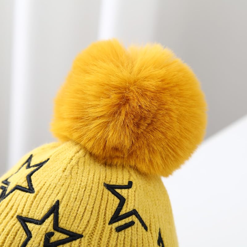 Gorro y bufanda para niños conjunto de invierno de punto de lana forrado y cálido 4