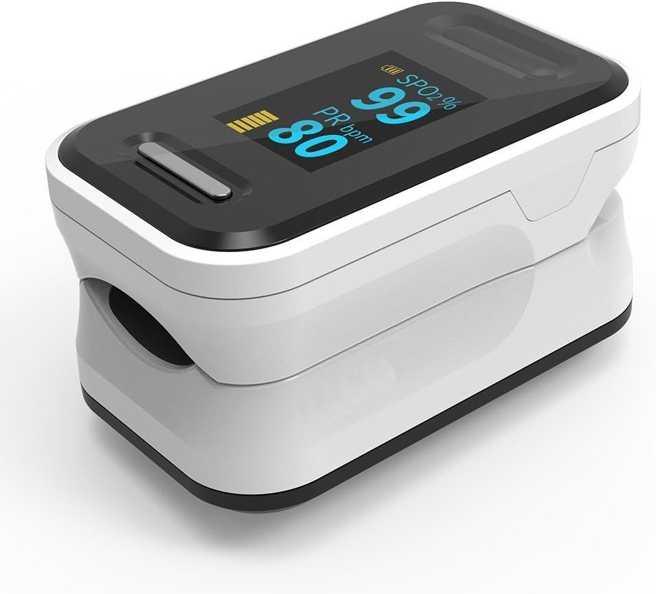 Fingertip Pulse Oximeter, Digital Blood Oxygen & Pulse Sensor Meter, Fast Readings Oxygen Saturation Level Spo2 Meter Heart Rate Monitor OLED Display (Black/White)