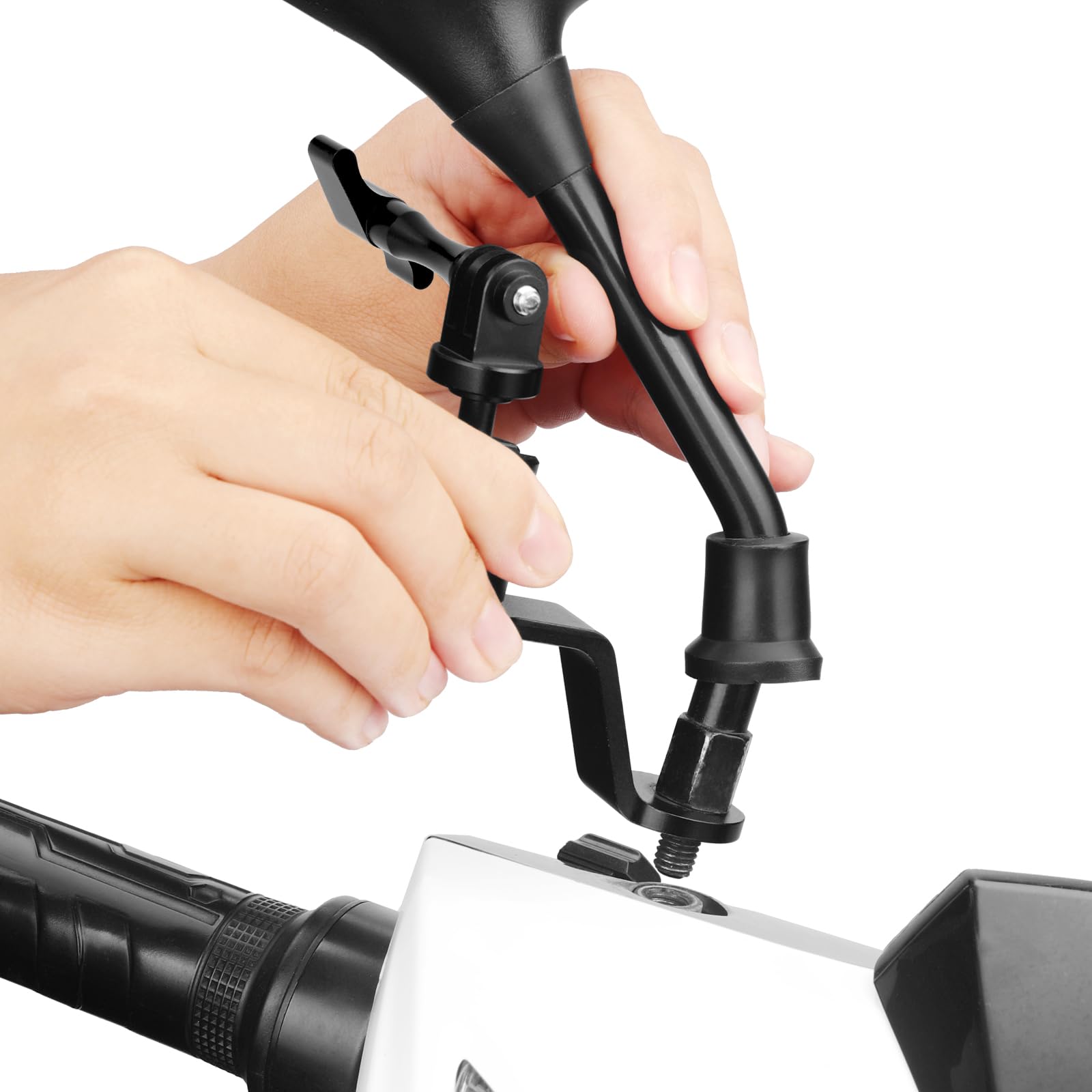 Forevercam Supporto per Moto specchietto retrovisore in Alluminio a 360° Compatibile con Gopro Max Hero 12/11/10/9/8/7/6/5, YI, AKASO, SJCAM, DJI Osmo e Altre Fotocamere di Azione