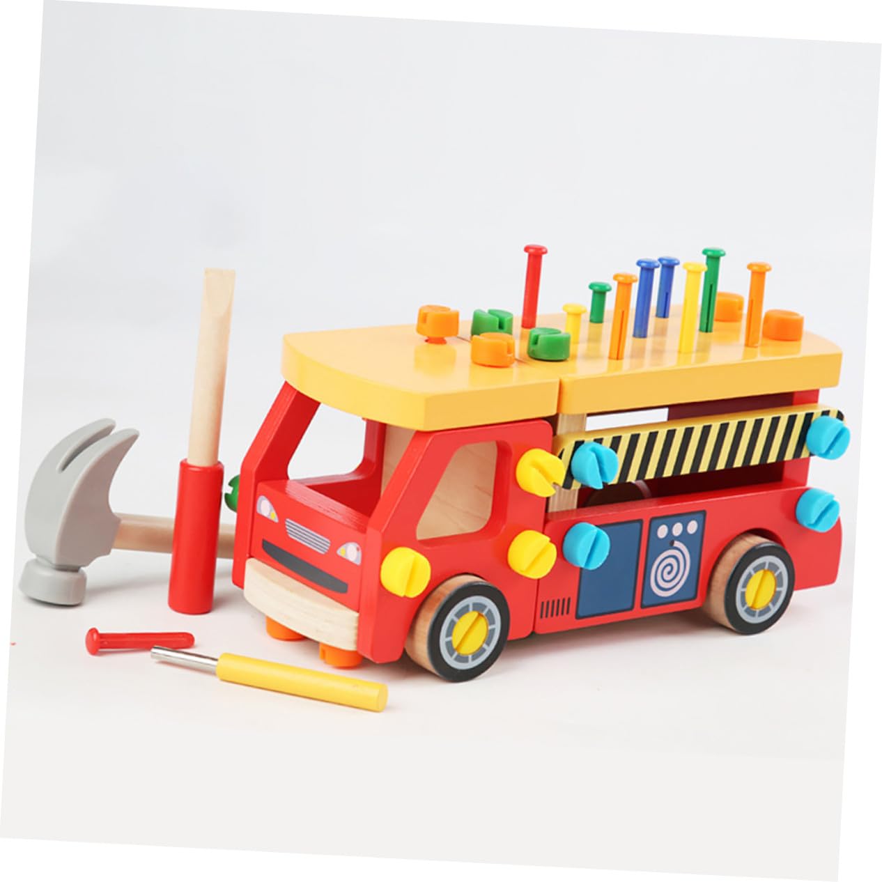 Didiseaon Set di Strumenti in Legno per Bambini Kit di Strumenti Realistici per Coordinazione Mano-occhio Giocattoli Educativi per Bambino Ragazzo