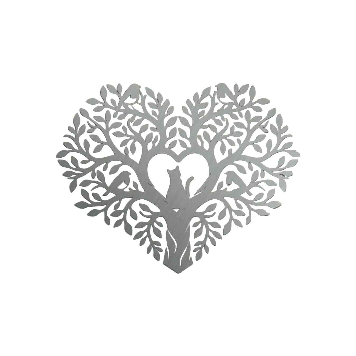 Image Industry Cat Heart in Oak Tree With Robins Steel Garden Sculpture