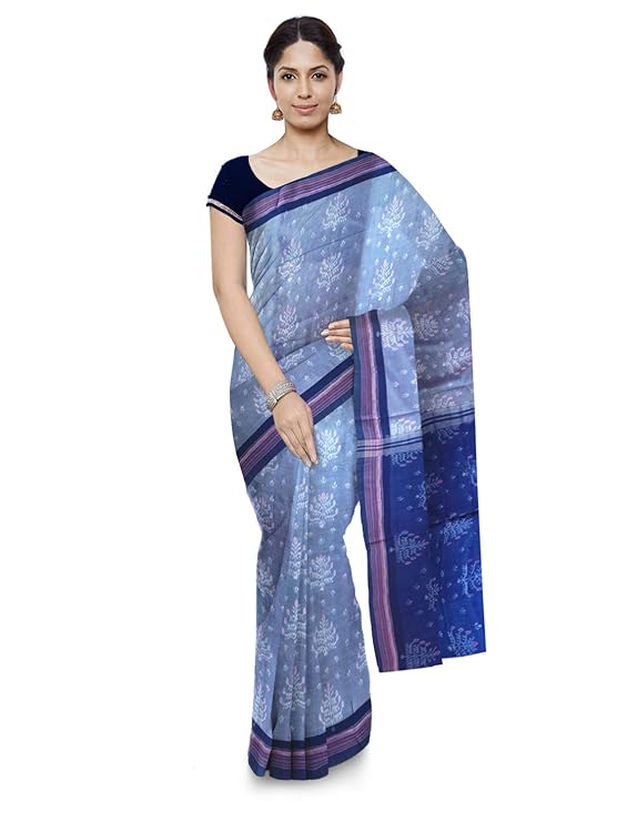 Odisha handloom Sambalpuri Handloom Womens Cotton Saree (Blue)