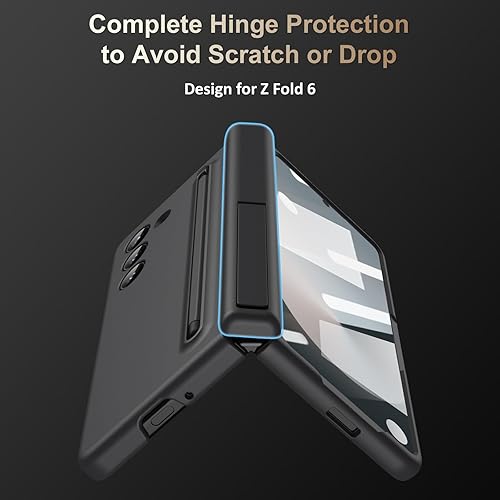 Miniatura 4 de Funda para Samsung Galaxy Z Fold 6 con soporte delgado para S Pen (2024) y lápiz capacitivo genérico, protector de pantalla, protección de bisagra y