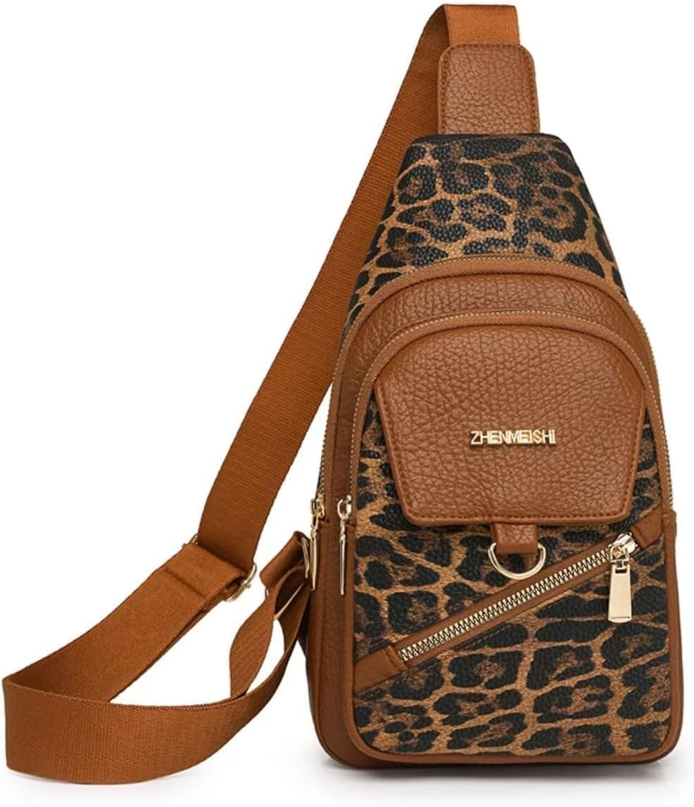 Crossbody Bags for Women Men Trendy Sling Bag Backpack Casual Chest - Water Repellent PU Leather-Inspired Fanny Pack with Multi-Pockets, Adjustable Strap, Ide