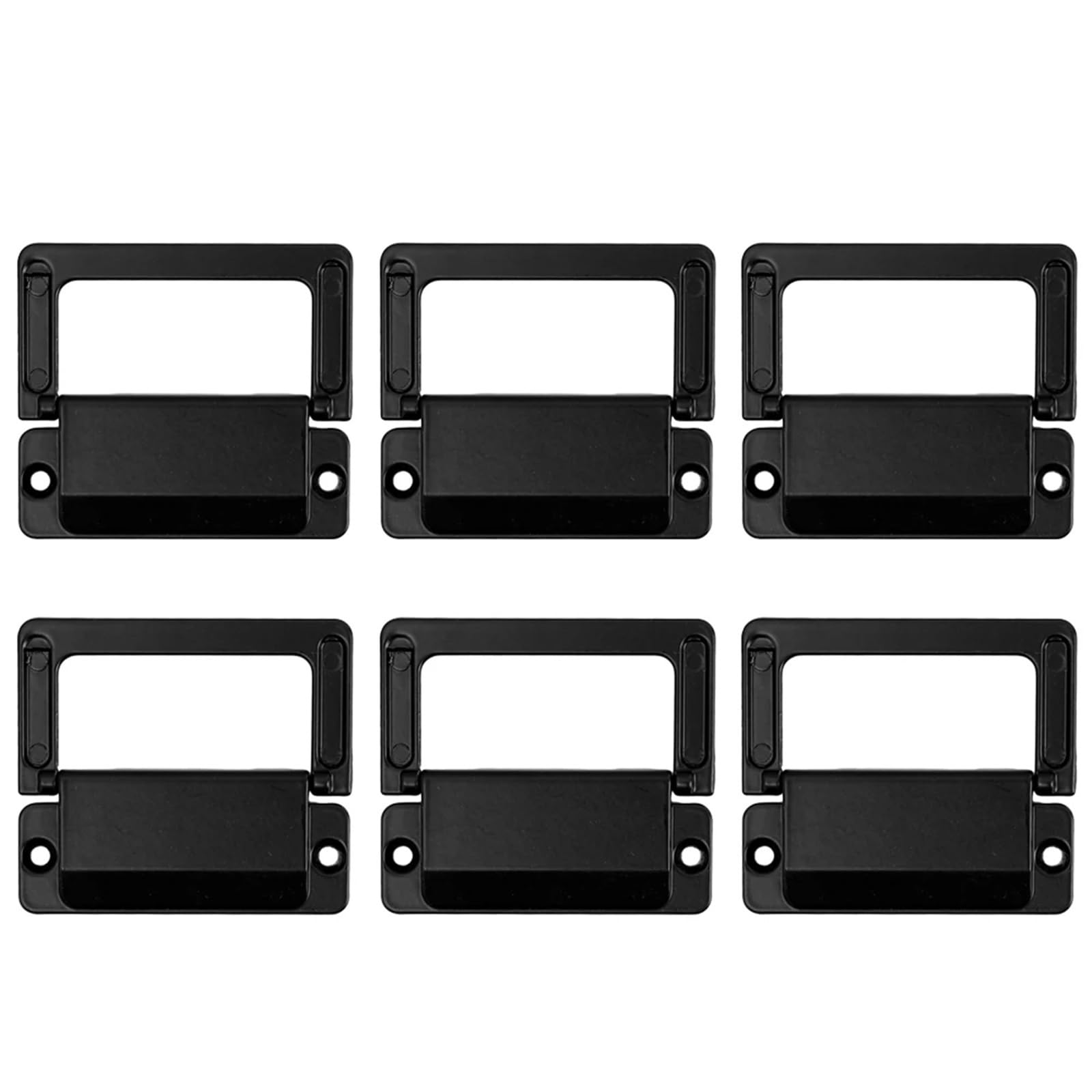 ATEUXOL Recessed Door Handles 1/6pcs Drawer Concealed Folding Handle Cabinet Hidden Pull Zinc Alloy Black Flat Cupboard Handles Furniture(6PCS)