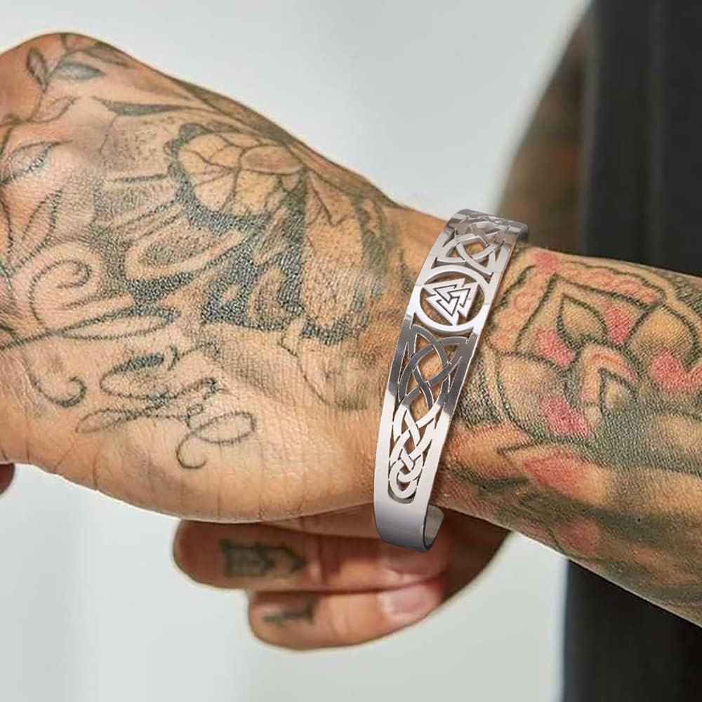 TURTLEDOVE Stainless Steel Celtic Bracelet - Viking Bangle with Valknut - Image 6